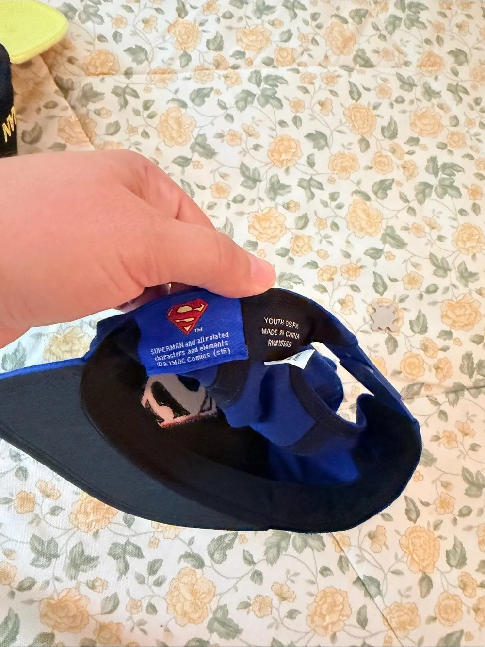 Two youth DC Comics baseball hats, Batman & Superman, youth one size